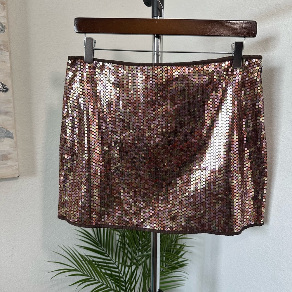 Express Rose Gold Sequin Mini Skirt